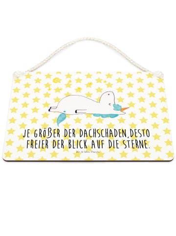 Schild Einhorn Sternenhimmel mit Spruch in Weiß