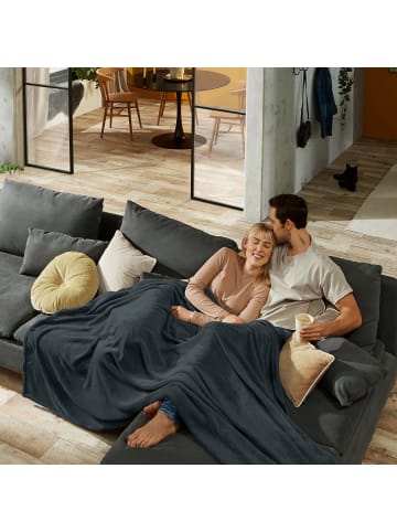 Fleece, Microfaser Wohndecke Amarillo in anthrazit