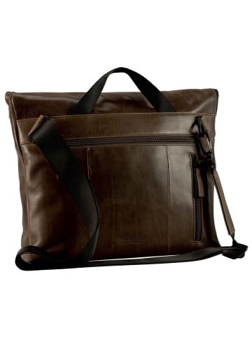 Porto Umhängetasche Leder 32 cm graubraun