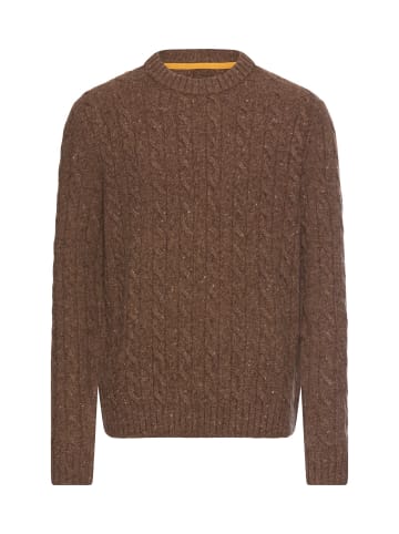 Zopfmuster Strickpullover mit Merinowolle in Sepiabraun