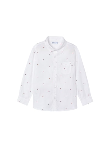 Langarmhemd dezenter Allover-Print in weiss