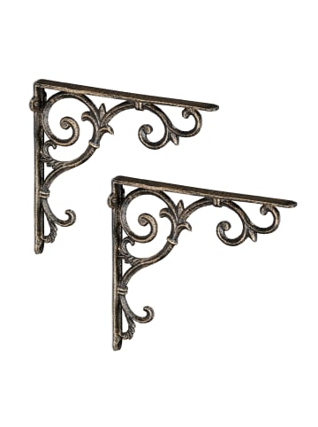 2x Regalwinkel "Barocke Ornamente" in Bronze