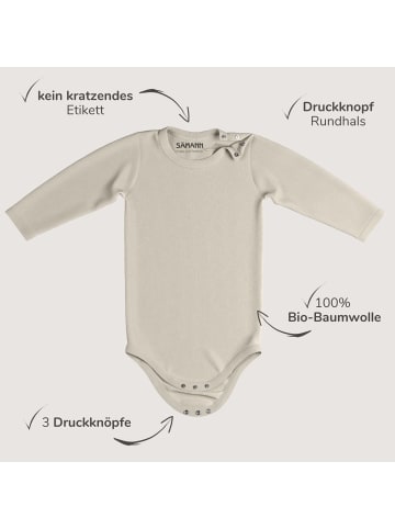 Baby Body aus 100% Bio-Baumwolle Druckknopf langarm gerippt Oat Milk