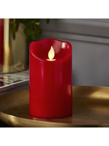 LED Stumpenkerze ,M-Twinkle' aus Echtwachs, Batterie und Timer, rot, 1
