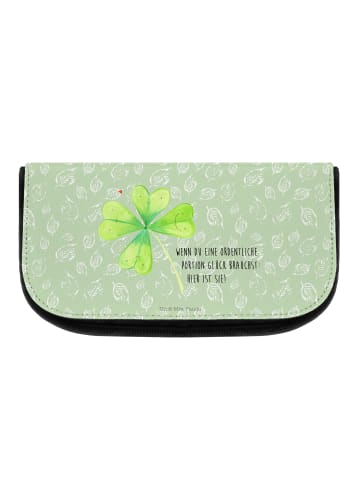 Kulturtasche Blume Kleeblatt mit Spruch in Blattgrün