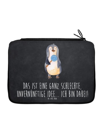 Bleistiftetui Pinguin Lolli mit Spruch in Kreidetafel