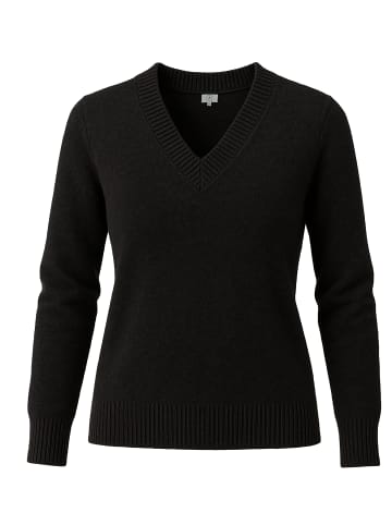 V-Ausschnitt Pullover gerippt in Schwarz