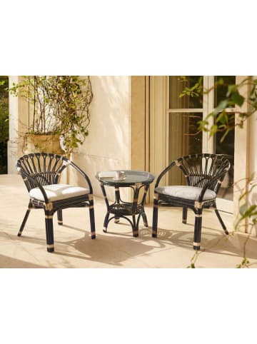 3-tlg Bistro Set PECORINI in Schwarz/Braun/Weiß