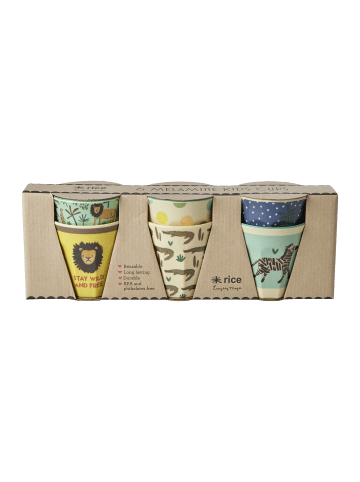 Kleine Melamin Becher Jungle Animals 6er Pack in blau