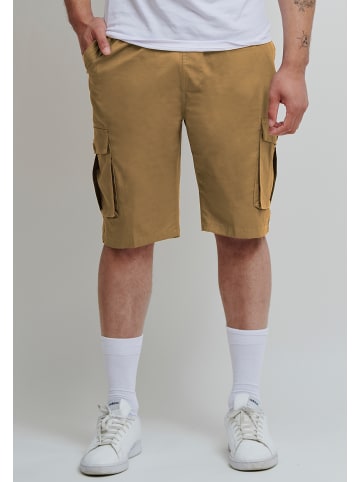 Cargo Bermuda Shorts Kurze Freizeit Hose mit Tunnelzug in Hellbraun
