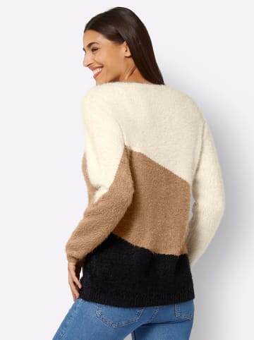 Pullover in camel-schwarz-gemustert