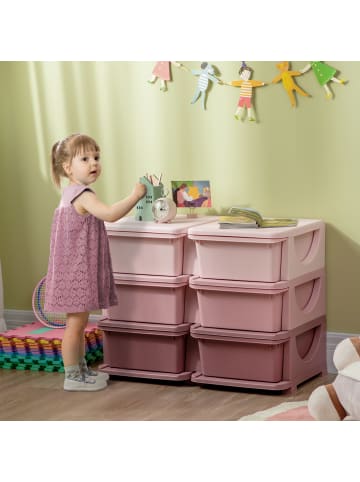Schubladenschrank in Rosa 37L x 37B x 76H cm