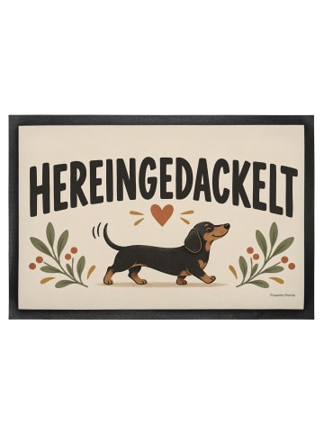 Schmutzfangmatte Dackel Modern Design mit Spruch in Weiß