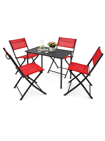 5 tlg. Bistroset Balkonset Gartenset Sumila 80x55 in Rot
