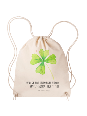 Jutebeutel Blume Kleeblatt mit Spruch in Creme