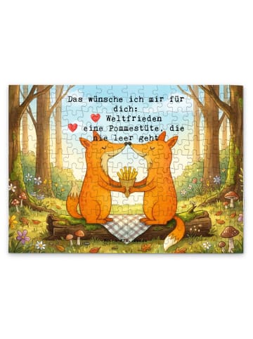 Puzzle Füchse Liebe Pommes Design mit Spruch in Weiß