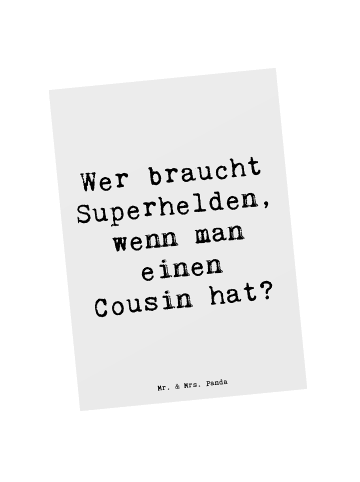 Postkarte Cousin Held mit Spruch in Weiß