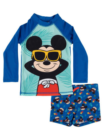 Disney Mickey Mouse Schwimmset UV-Schutz 50 Badeanzug langarm Shirt in blau