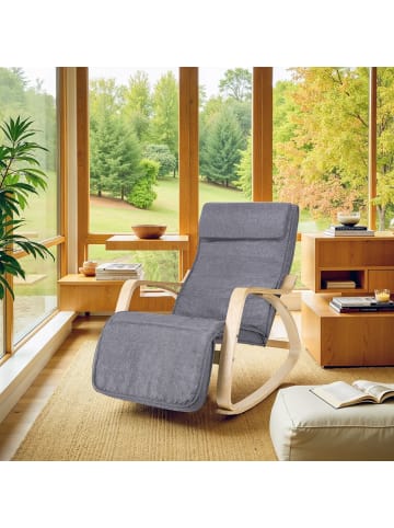 Schaukelsessel Teou in Grau-naturfarben - (B)67 x (H)84 x (T)121.5 cm