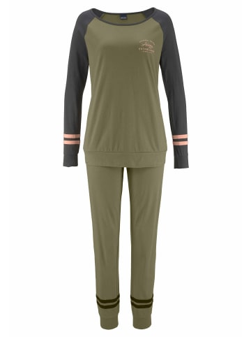 Pyjama in grün-apricot