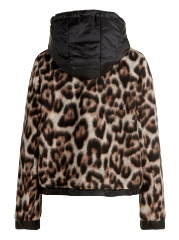 Wolljacke mit Kapuze in Beige/Braun