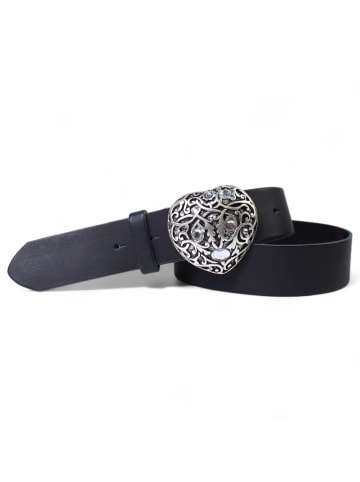 Damen Ledergürtel Strass in Schwarz
