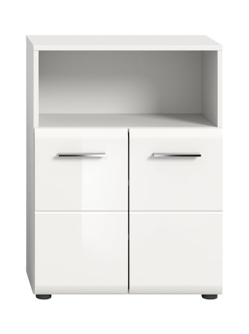 Standschrank breit in Weiß/Weiß Hochglanz - (B) 60 x (H) 80 x (T) 30