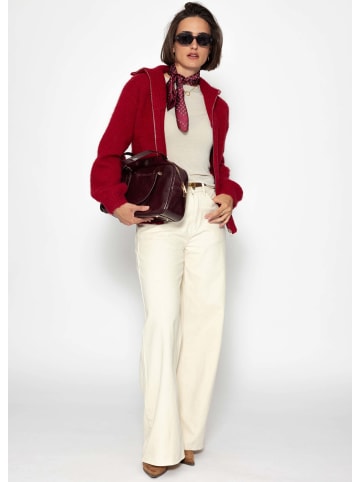 Cardigan mit Reißverschluss in Burgundy