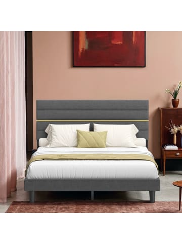 Bettgestell Kacy in Bleigrau - (B)160 x (H)(110-116.5) x (T)202 cm