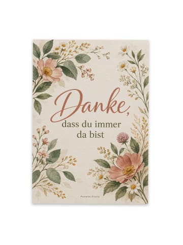 Postkarte Blume warm Design mit Spruch in Weiß
