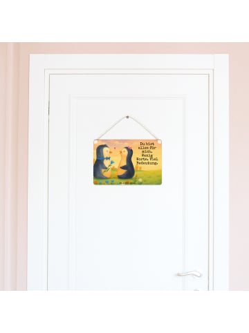 Schild Pinguin Pärchen Design mit Spruch in Weiß