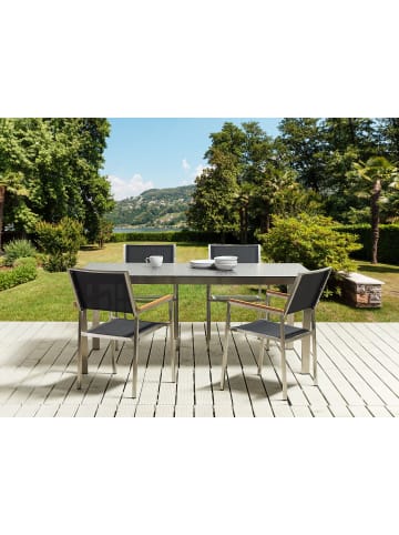 5-tlg Gartentisch Set COSOLETO/GROSSETO in Schwarz/Silber