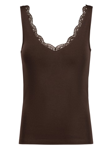 Trägertop mit Spitzenkante in Chocolate Plum