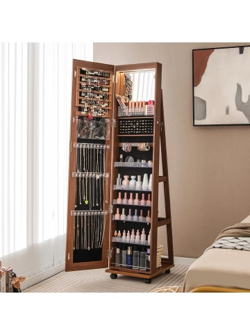 Schmuckschrank LED mit Rollen in Braun