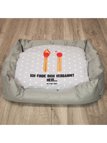 Hundekissen Streichhölzer mit Spruch in Grau Pastell