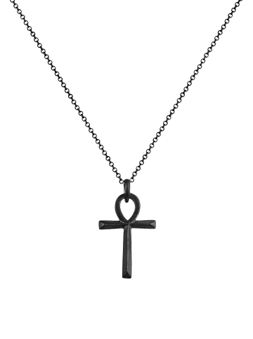 Halskette 925 Sterling Silber Kreuz in Schwarz