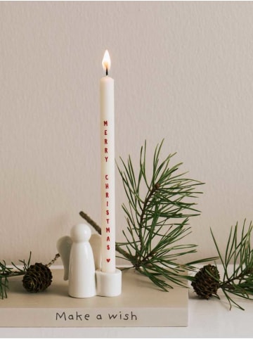 DÜNNE Kerze Weiß MERRY CHRISTMAS Ø 1,3 cm Länge 20 cm 5er Set