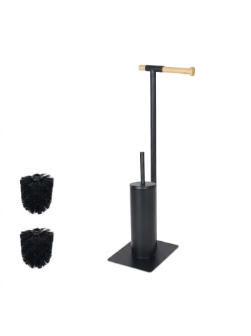 WC-Garnitur in Schwarz/Natur - (B)18 x (H)67 x (T)21 cm