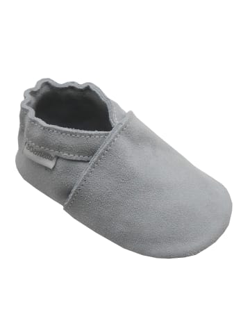 Kleinkindschuhe aus Babyleder, bequeme rutschfeste Sohle - hellgrau