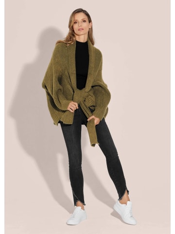 Oversized Cardigan mit Stehkragen in fango / melange