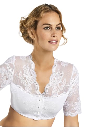 Dirndlbluse mit Knopfleiste, kurzarm in weiss