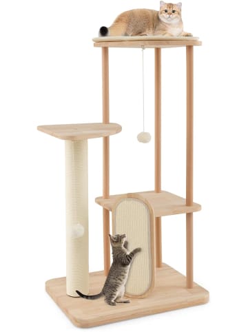 Kratzbaum Holz 112cm in Beige