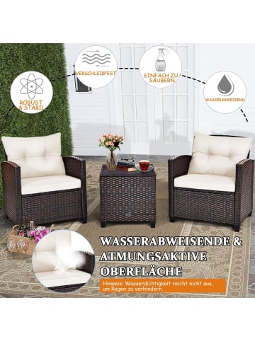 3-tlg. Polyrattan Lounge Set in Weiß