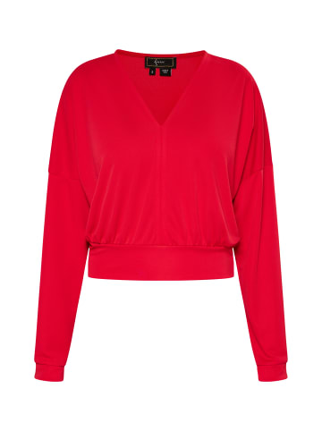 Damen Cropped Langarm-Shirt in Rot