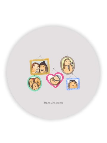 Rund Magnet Igel Familie ohne Spruch in Grau Pastell