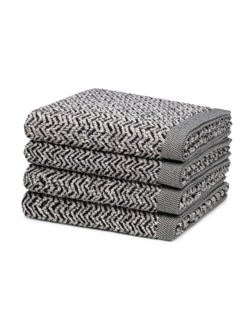 4 X Handtuch im Set Brooklyn Fischgrat in Nature/Black