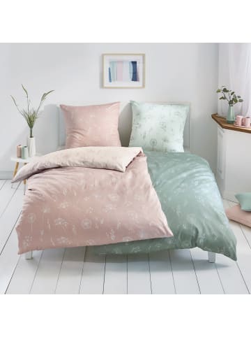 Mako-Satin Wendebettwäsche in rosé-weiß