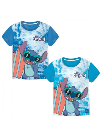 Lilo & Stitch Kinder T-Shirt aus weicher Baumwolle mit kurzen in Hellblau
