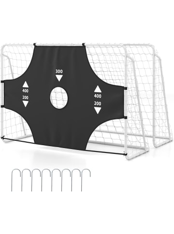 Fußballtor mit Abnehmbarer Torwand in Weiß