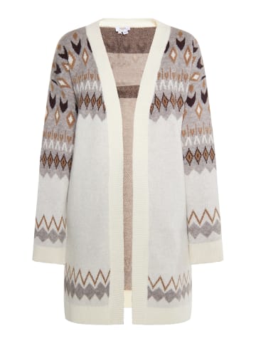 Damen Strickcardigan in Wollweiss Mehrfarbig